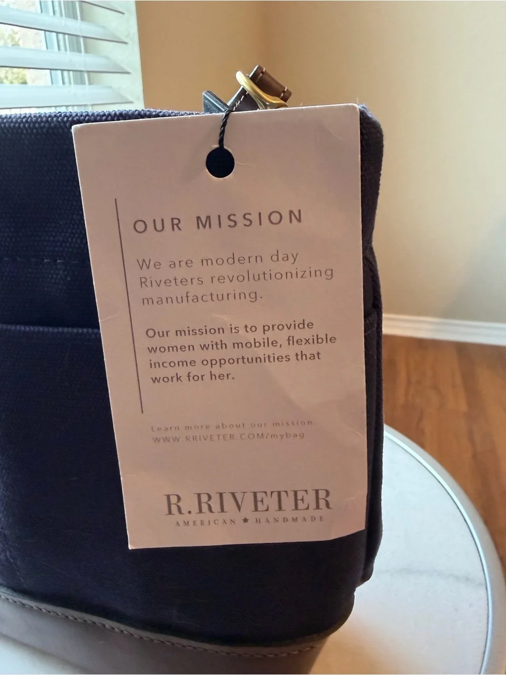 R. Riveter Navy Canvas Brown Leather Crossbody Bag NWT American Made